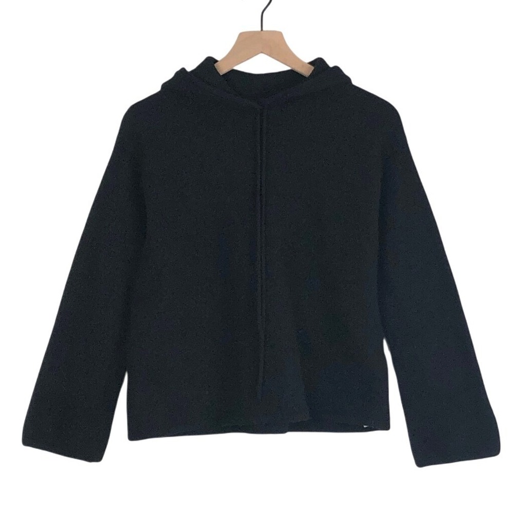 REFORMATION 100% Alpaca Wool Hooded Sweater Sz S Black Made in Peru